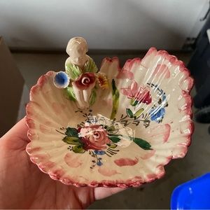 Antique Italian porcelain angel dish